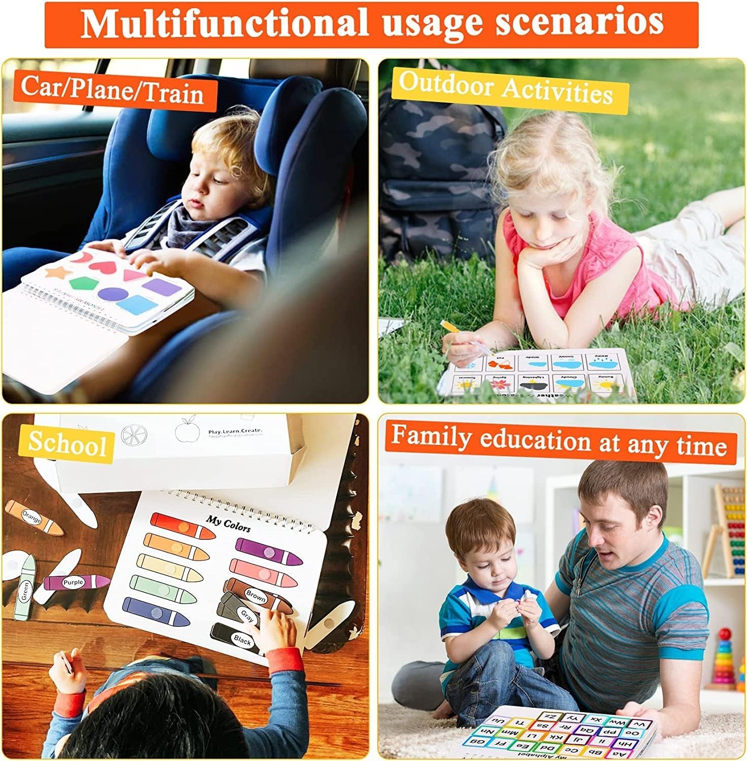 Mallify Busy Book for Toddlers 3-5, Montessori Busy Book with 30 Themes and 8 Markers, Kids Binder and Early Learning Toys, Preschool Busy Books for Toddlers, Tracing Coloring Book, Busytots