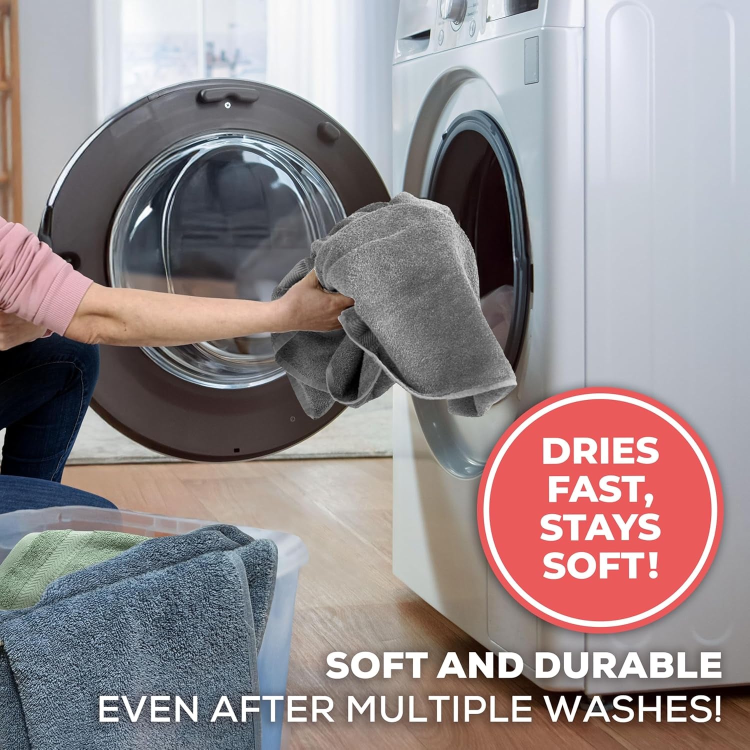 100% Turkish Cotton 4 Piece Luxury Washcloth Towel Set for Bathroom & Kitchen, Thick & Super Soft & Highly Absorbent & Quick Dry for Face and Hand- Grey